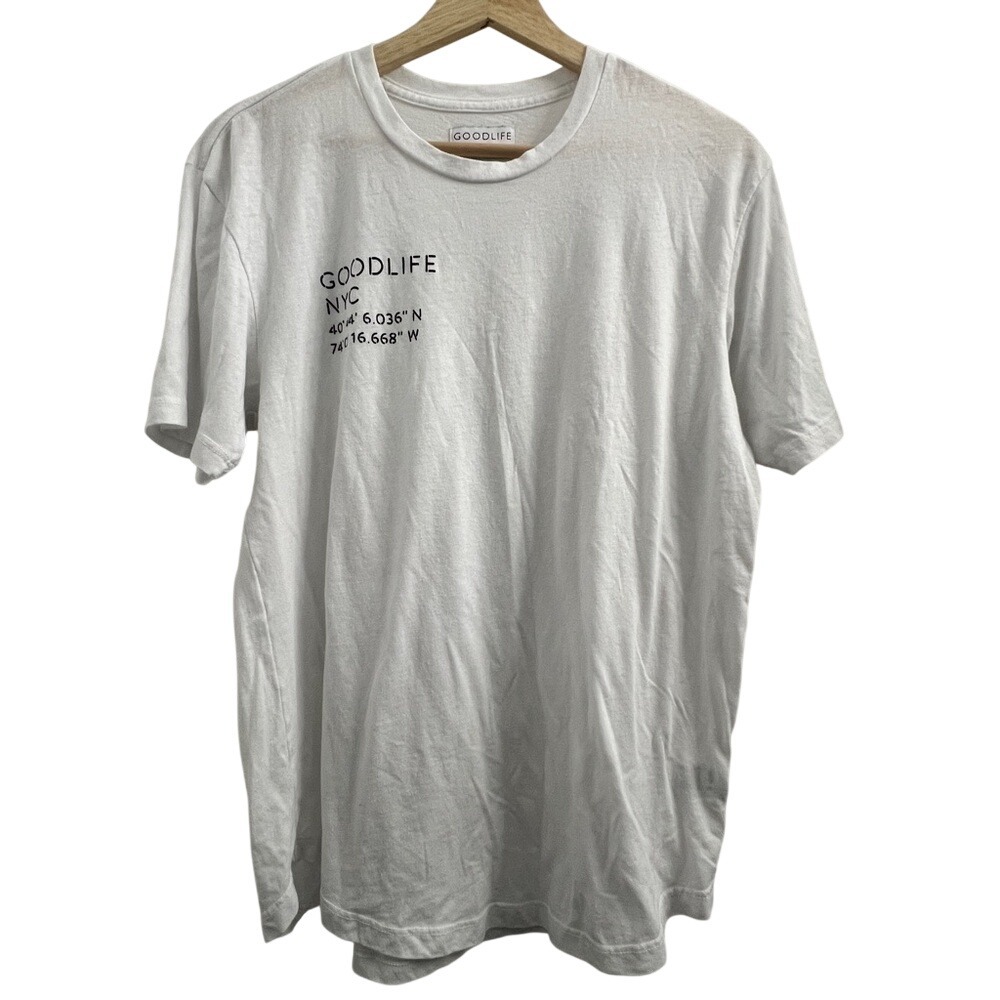 Goodlife NYC Mens White Graphic T-Shirt Small Made in USA Tri-Blend‎ Crewneck